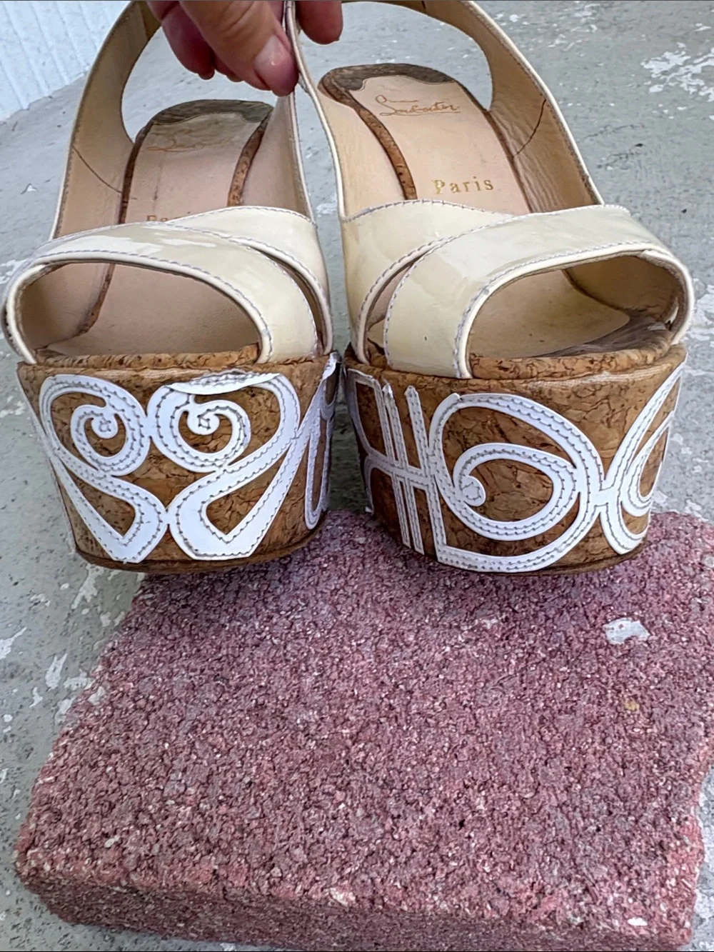 Christian Louboutin Curvise Loubi Zappa cork wedge
